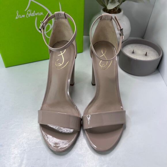 Sam Edelman Yaro Ankle Strap Block Heel Sandal Buckle Chai Latte Women 9.5 Wide - Picture 5 of 11